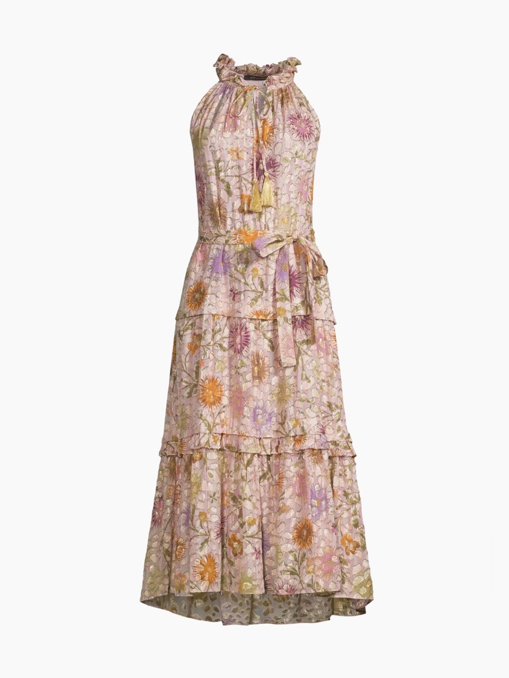 Kobi Halperin Rosalie Metallic Jacquard Midi-Dress size S